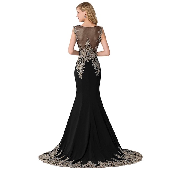 Long Prom Dress Embellished Mermaid Dress Satin - Picture 3 of 8